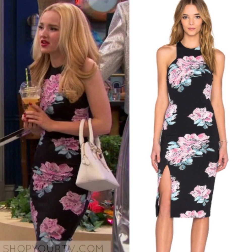 Elizabeth & James Leya black floral dress